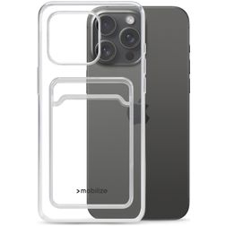 Mobilize Gelly Card Doorzichtig iPhone 15 Pro Max Hoesje Flexibel TPU Backcover met Pasjeshouder - Transparant