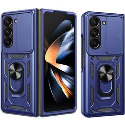 Mobigear Armor Ring Cam Slide Samsung Galaxy Z Fold 7 Hoesje Hardcase Backcover Shockproof met Ringhouder en Camera Slider - Blauw