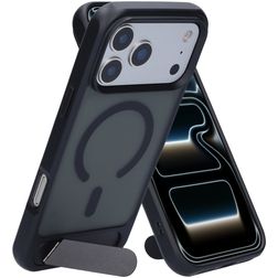 Mobiparts Hardcover iPhone 17 Pro Max MagSafe Hoesje Hardcase Backcover met Standaard - Satin Black