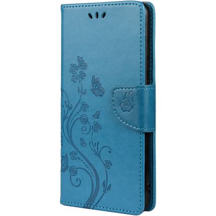 Mobigear Flowers Samsung Galaxy A33 Hoesje Bookcase Portemonnee - Blauw