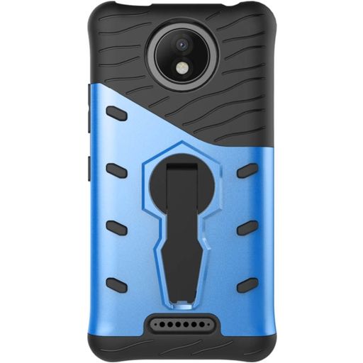 Mobigear Grip Stand Motorola Moto C Plus Hoesje Hardcase Backcover Shockproof met Standaard - Blauw