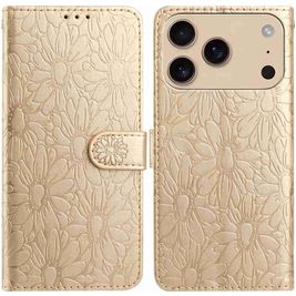 Mobigear Flowers iPhone 17 Pro Max Hoesje Bookcase Portemonnee - Goud