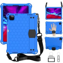Mobigear Ruggedized iPad 11 (2025) Hoes EVA Schuim Backcover + Stylus Houder + Schouderband + Standaard - Blauw