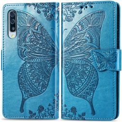Mobigear Butterfly Samsung Galaxy A70 Hoesje Bookcase Portemonnee - Blauw
