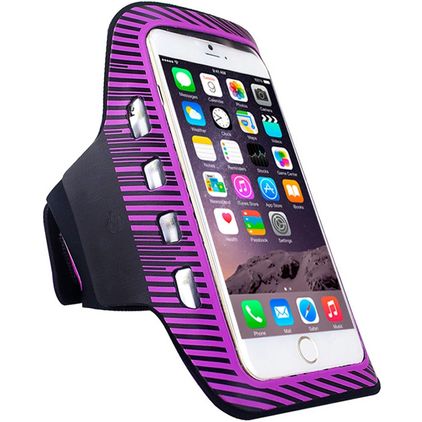 Mobigear LED Telefoonhouder Hardlopen iPhone 6 Plus Sport Hoesje Neopreen Sportarmband - Paars