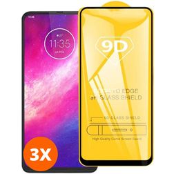 Mobigear Premium Motorola One Hyper Glazen Screenprotector - Case Friendly - Zwart (3-Pack)