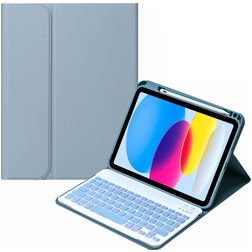 Mobigear Keys iPad 10 (2022) Hoes QWERTY Bluetooth Toetsenbord Bookcase + Stylus Houder - Blauw