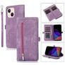 Mobigear Zipper iPhone 14 Plus Hoesje Bookcase Portemonnee - Paars