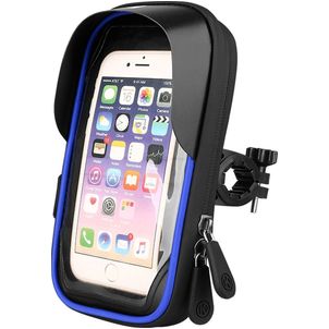 Mobigear Weather Shield Telefoonhouder Fiets Fietsstuur Bevestiging Hoesje Universeel (max 17 cm x 9 cm) - Blauw