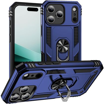 Mobigear Armor Ring iPhone 18 Pro Hoesje Hardcase Backcover Shockproof met Ringhouder - Blauw