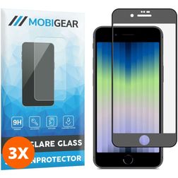 Mobigear Premium iPhone SE (2022) Glazen Screenprotector - Case Friendly - Zwart (3-Pack)