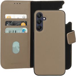 Mobiparts Samsung Galaxy A25 Hoesje Echt Leer Uitneembare 2in1 Bookcase Portemonnee - Taupe