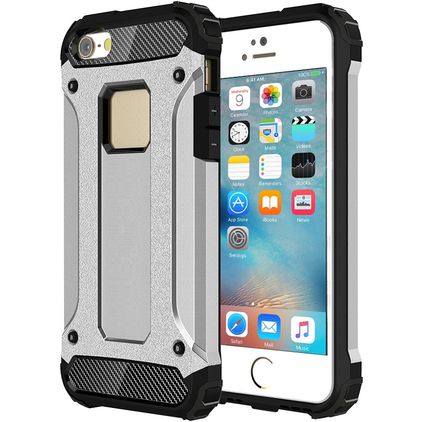 Mobigear Outdoor iPhone SE (2016) Hoesje Hardcase Backcover Shockproof - Zilver