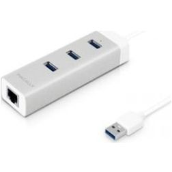 Macally 3-Port USB-A naar Ethernet / USB-A Hub - Wit