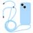 Mobigear Lanyard iPhone 14 Plus Siliconen Hoesje met koord - Babyblauw