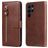 Mobigear Zipper Samsung Galaxy S23 Ultra Hoesje Bookcase Portemonnee - Bruin