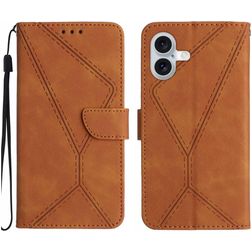 Mobigear Stitch iPhone 17 Hoesje Bookcase Portemonnee - Bruin