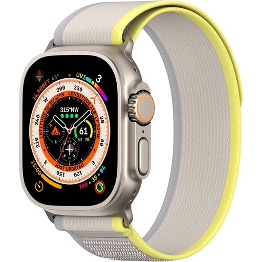 Dux Ducis YJ Nylon Apple Watch Bandje Klittenbandsluiting - 49/46/45/44 mm - Grijs / Geel