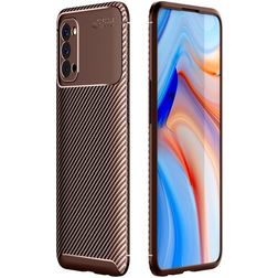 Mobigear Racing OPPO Reno 4 Hoesje Flexibel TPU Backcover - Bruin