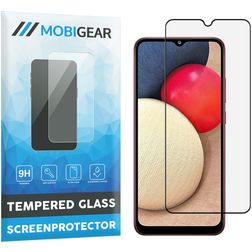 Mobigear Premium Samsung Galaxy A02s Glazen Screenprotector - Case Friendly - Zwart
