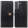 Mobigear Snap Button Samsung Galaxy S21 Hoesje Bookcase Portemonnee - Zwart
