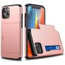 Mobigear Card iPhone 12 Mini Hoesje Hardcase Backcover Shockproof met Pasjeshouder - Roségoud