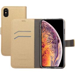 Mobiparts Saffiano Wallet iPhone XS Max Hoesje Bookcase Portemonnee - Goud