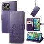 Mobigear Clover iPhone 15 Pro Hoesje Bookcase Portemonnee - Paars