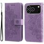 Mobigear Flowers iPhone 17 Pro Hoesje Bookcase Portemonnee - Paars