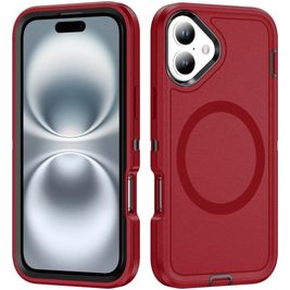 Mobigear Rugged Mag iPhone 16 MagSafe Hoesje Hardcase Backcover Shockproof - Rood