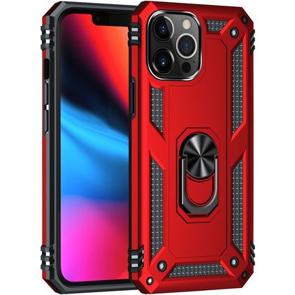 Mobigear Armor Ring iPhone 13 Pro Hoesje Hardcase Backcover Shockproof met Ringhouder - Rood