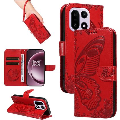 Mobigear Butterfly OnePlus 15 Hoesje Bookcase Portemonnee - Rood