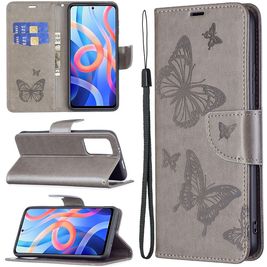 Mobigear Butterfly POCO M4 Pro 5G Hoesje Bookcase Portemonnee - Grijs