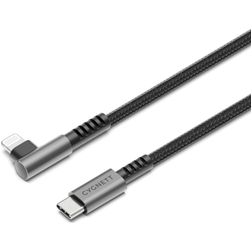 Cygnett Angled Braided USB-C naar Apple Lightning Kabel 1 m - Zwart