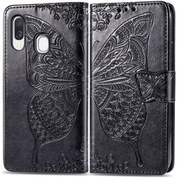 Mobigear Butterfly Samsung Galaxy A40 Hoesje Bookcase Portemonnee - Zwart