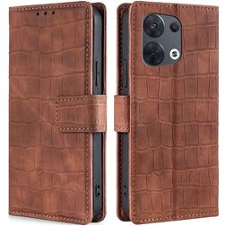 Mobigear Croco OPPO Reno 8 5G Hoesje Bookcase Portemonnee - Bruin